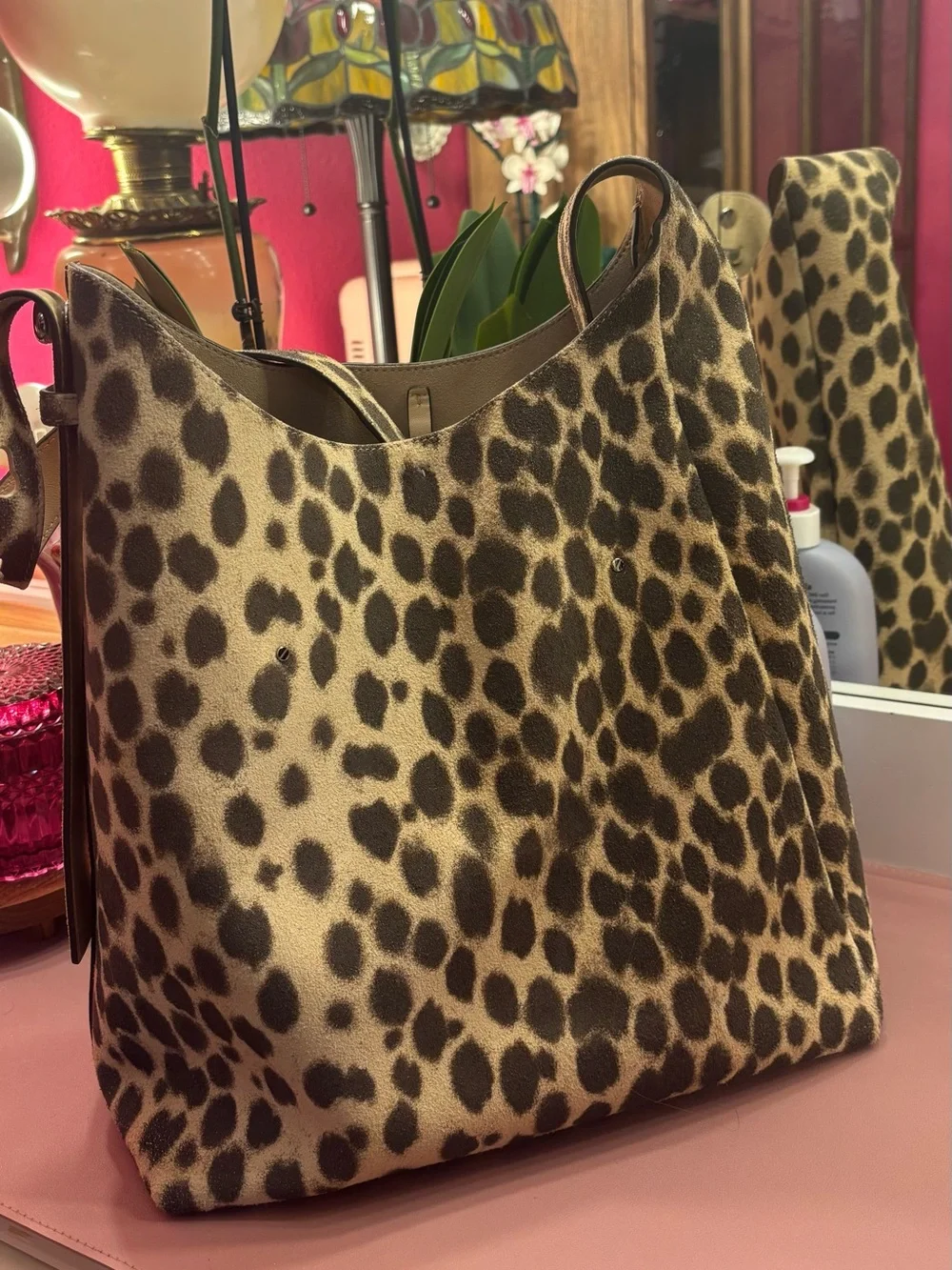 Tory Burch Romy Suede Hobo Bag in cheetah print